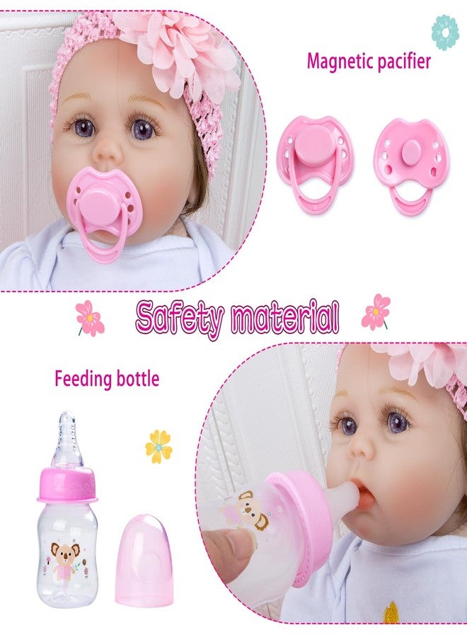 Pedolltree Reborn Baby Dolls Clothes Girl Pink Outfit Accessories 10 Pcs for 17-22 inches Reborn Dolls Newborn Baby Girl with Pink Strawberry Backpack - Image 2